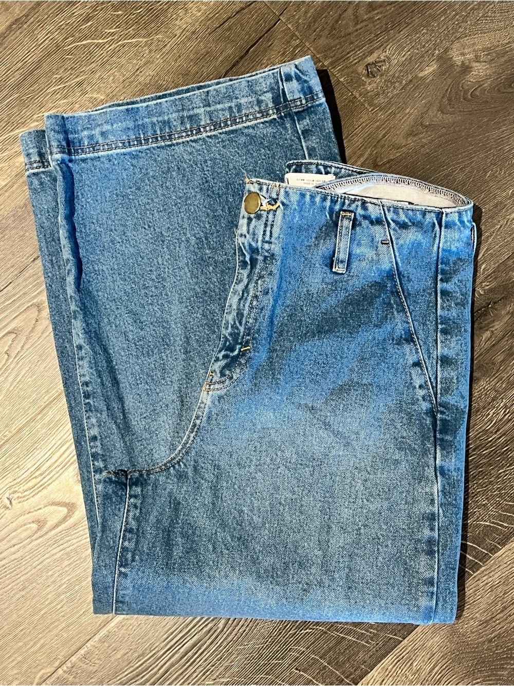 Zara Wide Leg Jeans Size 8 Light Wash High Rise Denim EUC